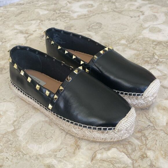 Steve Madden Pauda Platform Espadrilles Gold Tone Studs - Picture 2 of 15
